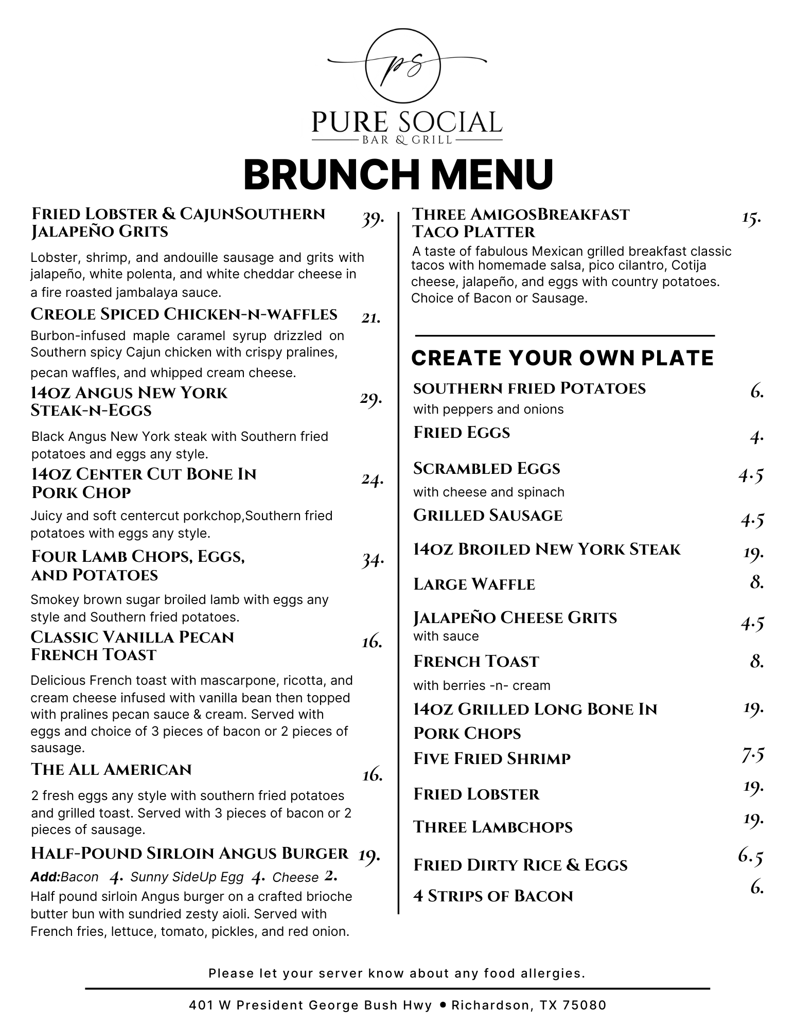 Brunch Menu